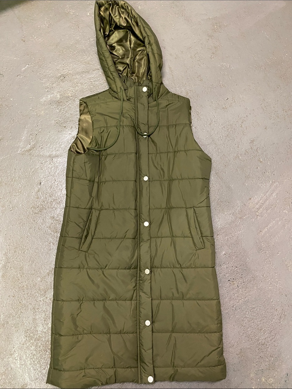 Sleeveless Olive Hooded Puffer Coat/vest